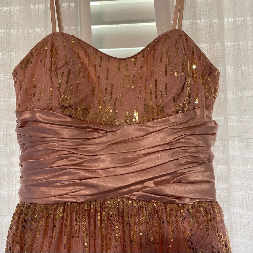 Adrianna Papell Strapless Long Formal Gown Blush and Gold Size 3/4 - Picture 5 of 14